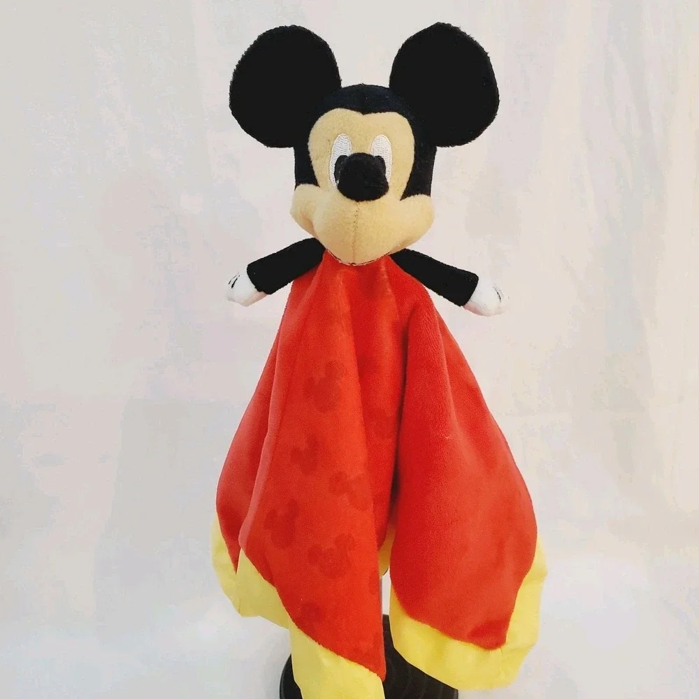 Disney Baby Mickey Mouse Lovey Red Yellow Trim Crinkle Ears Security Blanket 14